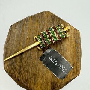 Alex & Ani NEW green and amber brown glass rhinestone hair pin